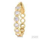 1 Ctw Bezel Set Round Cut Diamond Fashion Hoop Earrings in 14K Yellow Gold