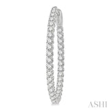 2 Ctw Inside-Out Round Cut Diamond Oval Shape Hoop Earrings in 14K White Gold