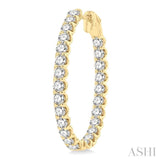 5 Ctw Inside-Out Round Cut Diamond Oval Shape Hoop Earrings in 14K Yellow Gold