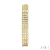 1/2 Ctw Triple Row Pave Set Round Cut Diamond Fashion Hoop Earring in 10K Yellow Gold