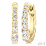 1/4 Ctw Graduated Round Cut Diamond Fashion Huggies in 14K Yellow Gold