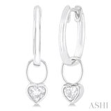 1/3 Ctw Bezel Set Heart Cut Diamond Huggie Earrings in 10K White Gold