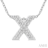 1/10 Ctw Bubble Accent Initial 'X' Round Cut Diamond Fashion Pendant With Chain in 10K White Gold