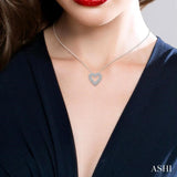 3/8 ctw  Heart Shape Triple Row Round Cut Diamond Fashion Pendant With Chain in 10K White Gold