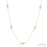 1/3 ctw Mariner Link Round Cut Diamond Station Necklace in 14K Yellow Gold