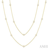 1 Ctw Bezel Set Round Cut Diamond Station Long Necklace in 14K Yellow Gold