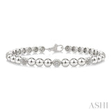 5 MM Bold Bead and 1/6 Ctw Round Cut Diamond Fashion Bracelet in Sterling Silver