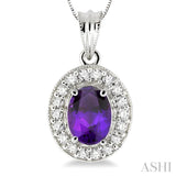 Oval Shape Gemstone & Diamond Pendant