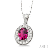 Oval Shape Gemstone & Diamond Pendant