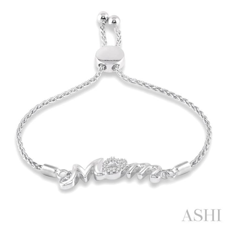 Silver Mom Diamond Lariat Bracelet