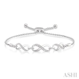 Silver Infinity Shape Diamond Lariat Bracelet