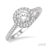 3/8 Ctw Diamond Ladies Engagement Ring with 1/4 Ct Round Cut Center Stone in 14K White Gold