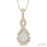 1/2 Ctw Pear Shape Lovebright Diamond Pendant in 14K Yellow and White Gold with chain
