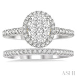 Oval Shape Lovebright Essential Diamond Wedding Set
