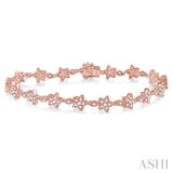 1 1/5 Ctw Flower and Marquise Link Diamond Bracelet in 14K Rose Gold