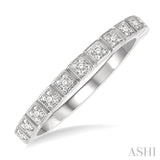 1/10 ctw Square Mount Round Cut Diamond Stackable Band in 14K White Gold