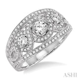 7/8 Ctw Diamond Engagement Ring with 1/3 Ct Round Cut Center Stone in 14K White Gold