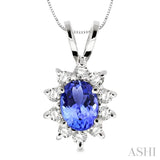 Oval Shape Gemstone & Diamond Pendant