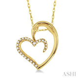 1/10 Ctw Round Cut Diamond Heart Shape Pendant in 14K Yellow Gold with Chain