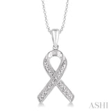 Silver Diamond Support Ribbon Fashion Pendant