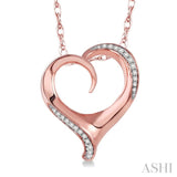 1/6 Ctw Round Cut Diamond Heart Pendant in 14K Rose Gold with Chain