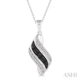 1/10 Ctw White and Black Diamond Fashion Pendant in Sterling Silver with Chain