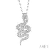 1/20 Ctw Round Cut Diamond Snake Pendant in Sterling Silver with Chain