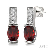 Oval Shape Silver Gemstone & Diamond Earrings