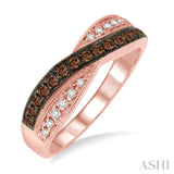 1/4 Ctw Single Cut White and Champagne Brown Diamond Ring in 14K Rose Gold