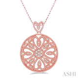 1/6 Ctw Round Cut Diamond Fashion Pendant in 10K Rose Gold with Chain
