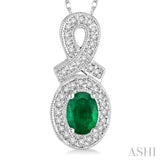 Oval Shape Gemstone & Diamond Pendant