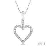 1/6 Ctw Round Cut Diamond Heart Pendant in 10K White Gold with Chain