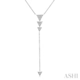 1/8 Ctw Quattro Triangle Round Cut Diamond Y-Necklace in 10K White Gold