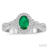 Oval Shape Gemstone & Diamond Ring