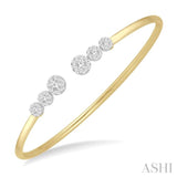 3/4 Ctw Round Cut Lovebright Diamond Open Cuff Bangle in 14K Yellow and White Gold