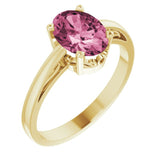 14K Yellow Natural Pink Tourmaline Solitaire Ring