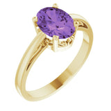 14K Yellow Natural Amethyst Solitaire Ring