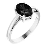 14K White Natural Onyx Solitaire Ring