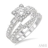 1 1/6 Ctw Diamond Wedding Set with 3/4 Ctw Round Cut Engagement Ring and 1/3 Ctw Wedding Band in 14K White Gold