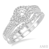 1/2 Ctw Diamond Bridal Set with 1/2 Ctw Round Cut Engagement Ring and 1/10 Ctw Wedding Band in 14K White Gold