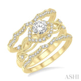 1/2 Ctw Diamond Wedding Set with 1/3 Ctw Round Cut Engagement Ring and 1/5 Ctw Wedding Band in 14K Yellow Gold