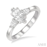 1/4 ctw Marquise Shape Pear Cut Diamond Semi-Mount Engagement Ring in 14K White Gold