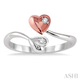 2 Stone Twin Heart Shape Diamond Fashion Open Ring