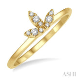 1/10 ctw Tri Leaf Round Cut Diamond Petite Fashion Ring in 10K Yellow Gold