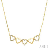 1/6 ctw Linked Hearts Round Cut Diamond Necklace in 10K Yellow Gold