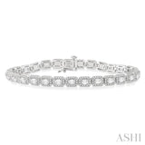 6 ctw Emerald & Round Cut Diamond Halo Bracelet in 14K White Gold