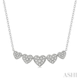 1/4 ctw 5-Heart Round Cut Diamond Necklace in 10K White Gold