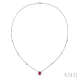 Oval Shape Gemstone & Diamond Station Necklace