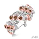 1/3 Ctw Round Cut White and Champagne Brown Diamond Ring in 14K White and Rose Gold