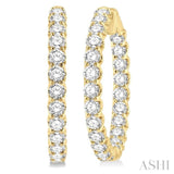 7 Ctw Round Cut Diamond In-Out Hoop Earring in 14K Yellow Gold